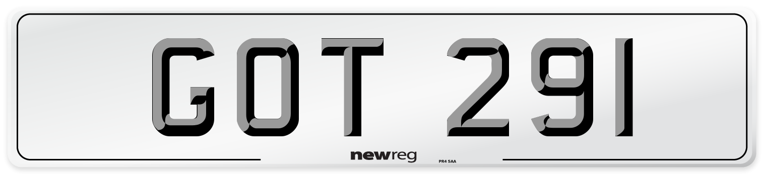 GOT 291 Number Plate from New Reg